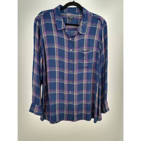 Talbots Perfect Shirt Petite 2XP Buckingham Plaid Long Sleeve Button Front Blue - Picture 8 of 9
